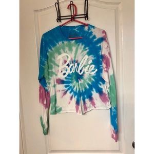 Barbie tie died long sleeved crop top